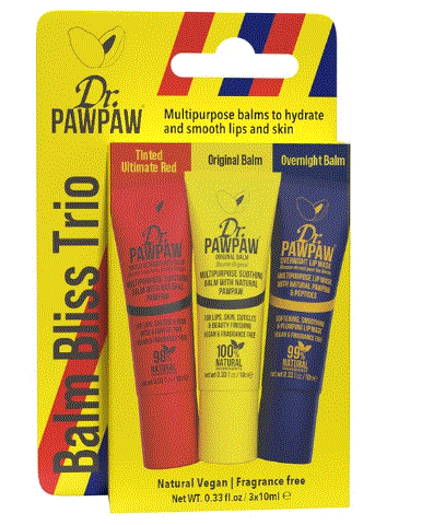 Dr. PawPaw Mini Luxe Collection Trio - Lip Balm and Mask Giftset - Moisturizing with Natural Peptides for Smooth, Plumped Results - 3 pc