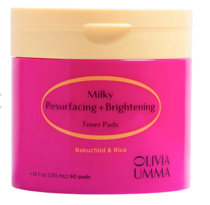 OLIVIAUMMA Milky Resurfacing + Brightening Toner Pads, 60 pads (130 mL).